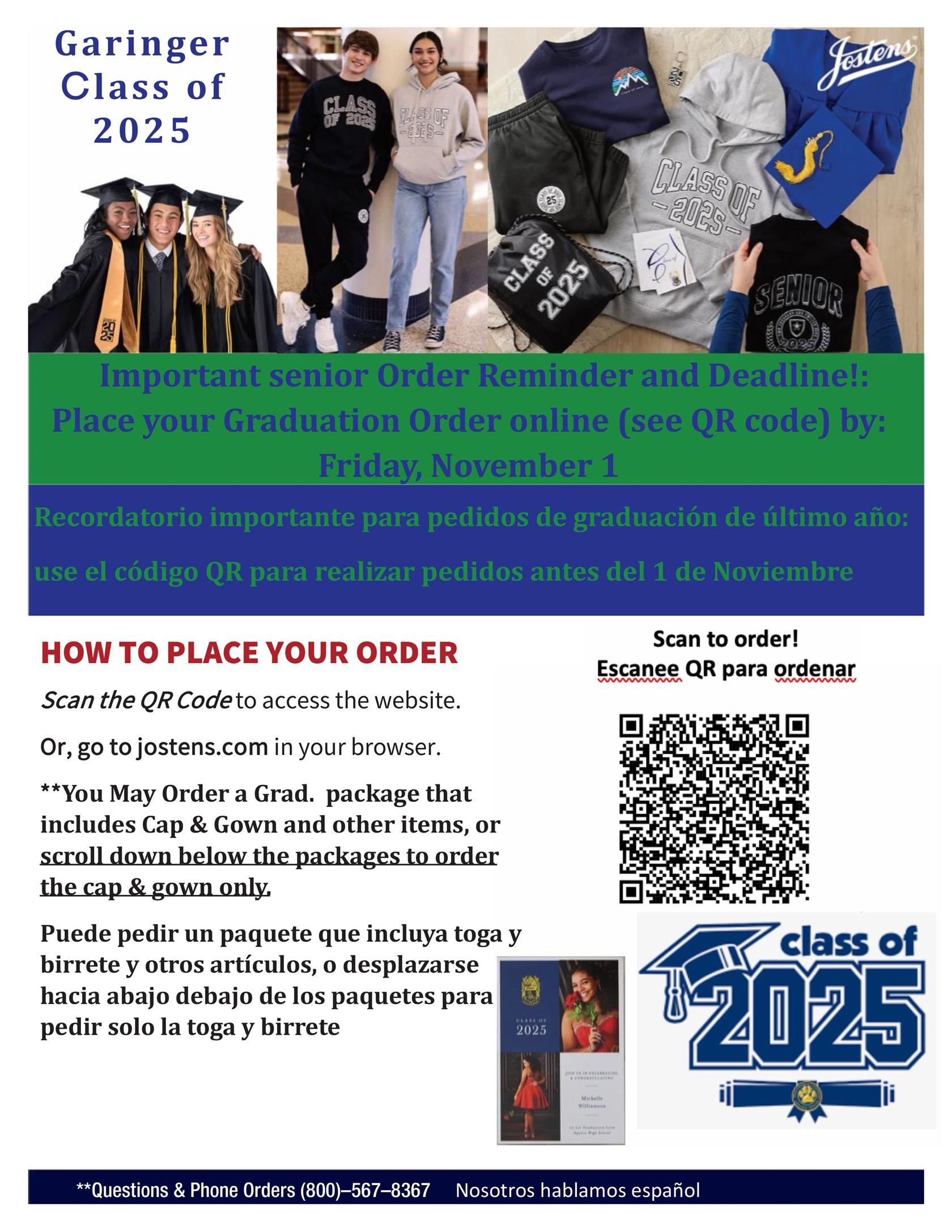 Welcome Garinger Wildcats! It is time to place your cap and gown order! Please order your cap and go